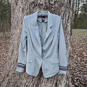 FREE PEOPLE. Women's Gray-Green Blazer with Black Accents. Size XS. Like New.